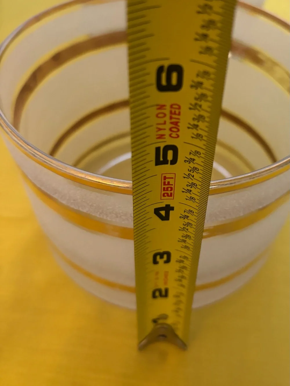 Vintage Gold-Rimmed Frosted Glass Tumbler Set and ice bucket Home Dining